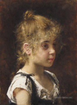 Portrait d’une jeune fille portrait Alexei Harlamov Peinture à l'huile